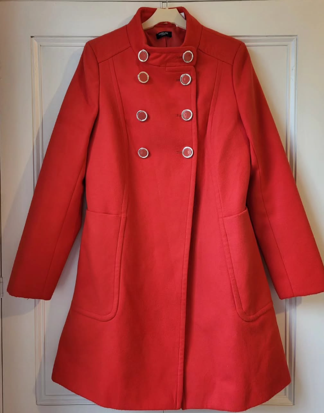 Red Space Age 60s Style Wool Coat